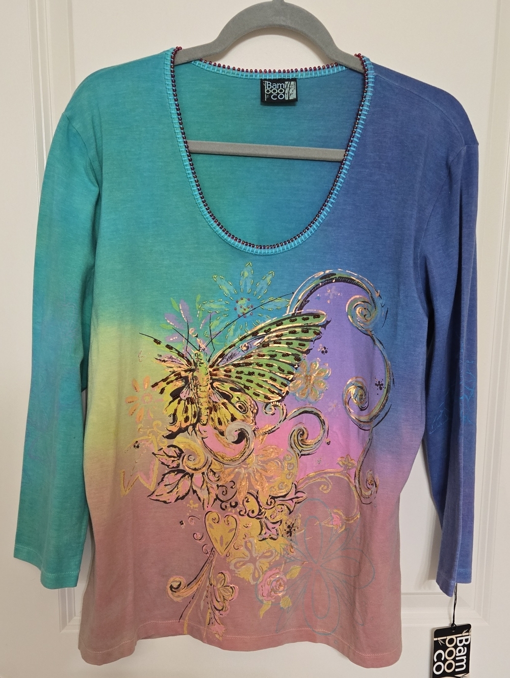 BAMBOO Ombre Butterfly Top in Teal, Blue, Purple, Pink, Yellow